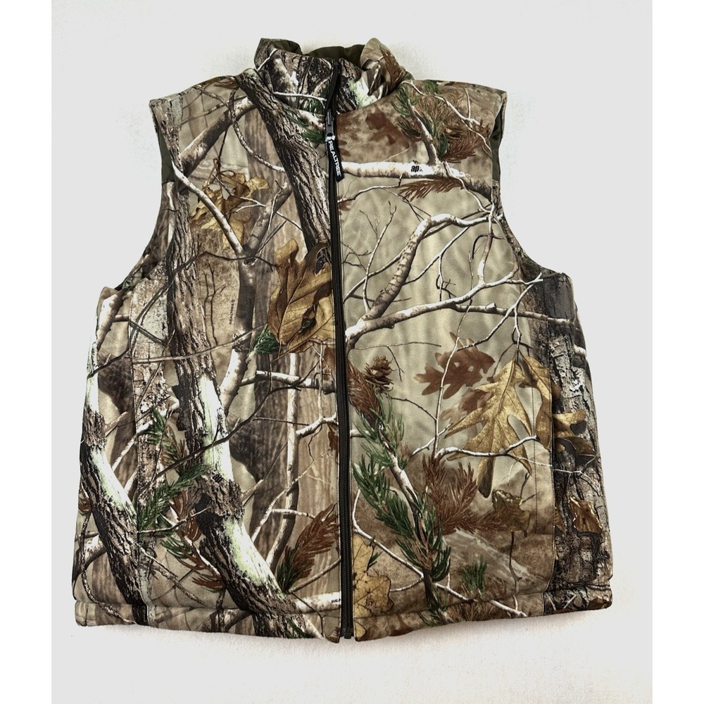 Realtree Reversible Insulated Full Zip Hunting Vest L Camo/Black Y2K